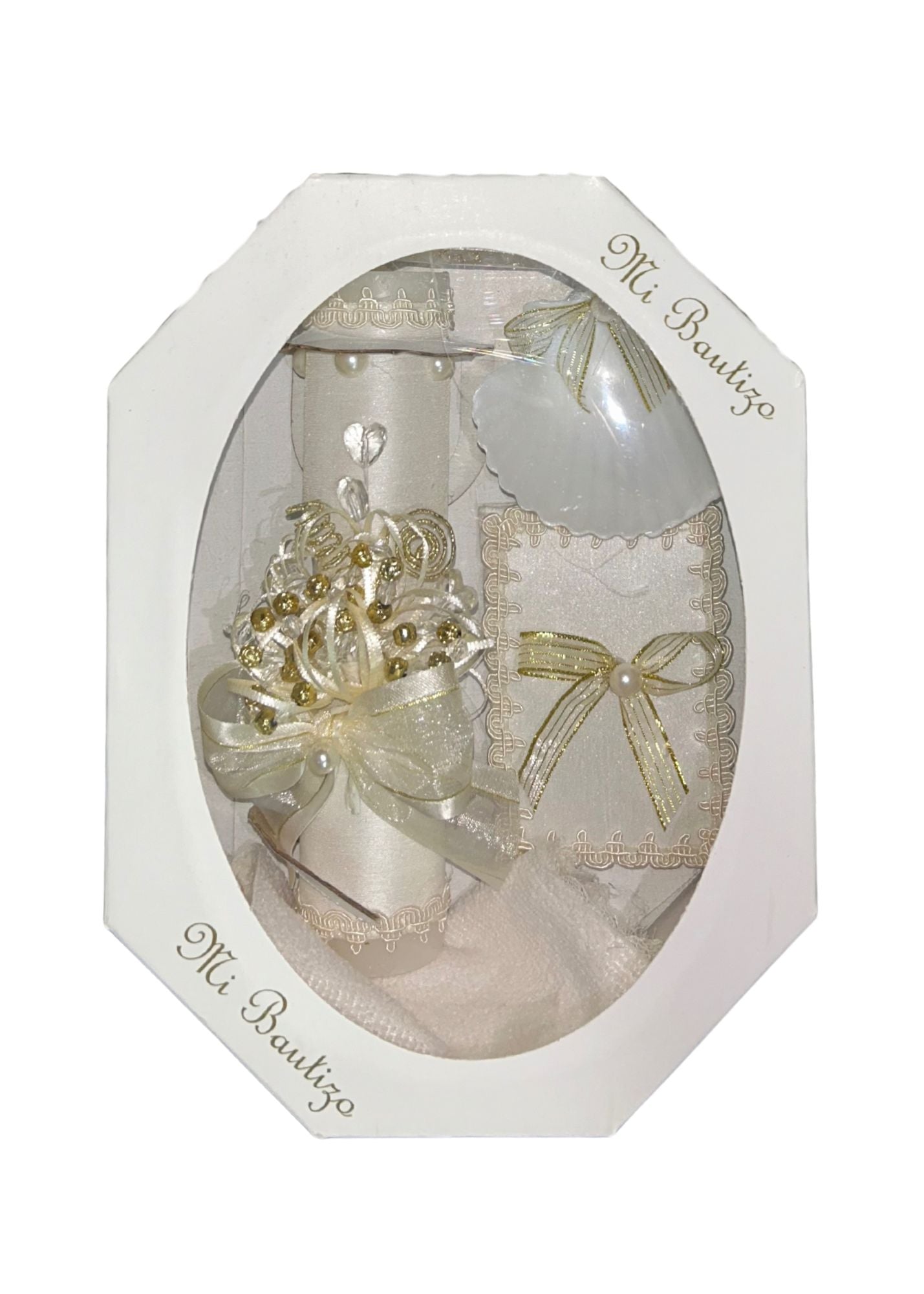 Beige Baptism Candle Set