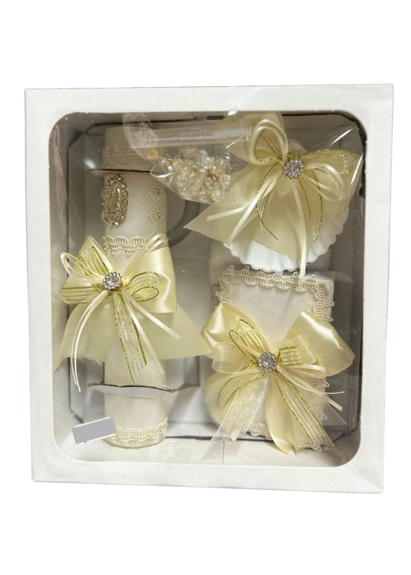 Beige Baptism Candle Set (Virgin Mary)